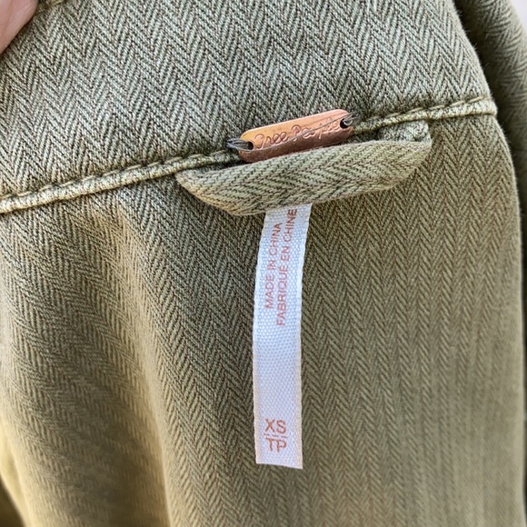 Free People embellished beaded eagle green utility military army jacket coat - Picture 13 of 15